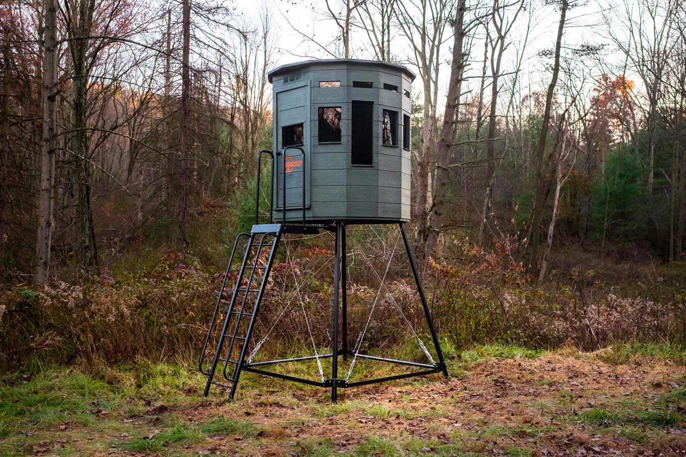 8' metal stand shown with 6x6 360 Pro Hunting Blind